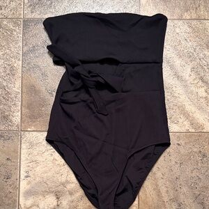 Aerie Black One Piece Swimsuit Large Long cut out